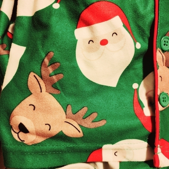 NWT Carter’s Christmas Holiday Pajama Set PJs Santa Claus Reindeer Green New - Picture 3 of 6